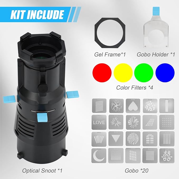 Bowens Mount Spotlight Conical Optical Snoot kit, Photography Lighting Accessory