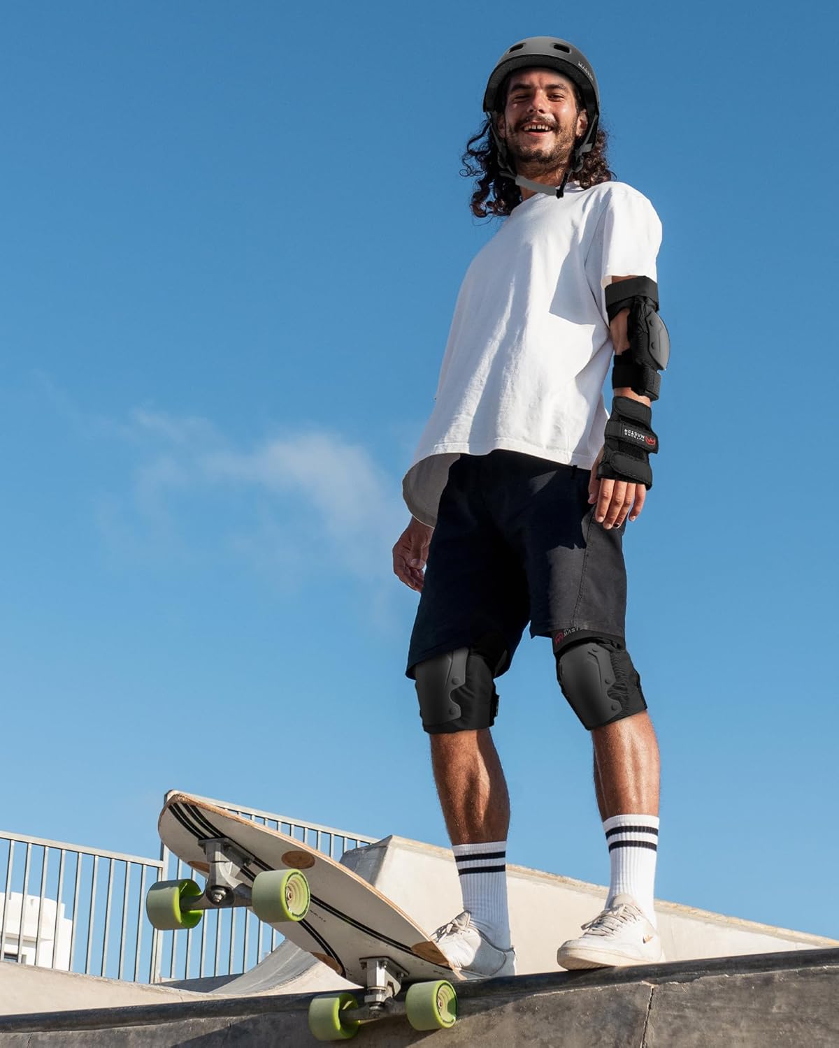 OutdoorMaster Skate Protective Gear Set - Helmet, Knee & Elbow Pads with Wrist Guards for Skateboarding & Scooters