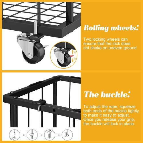 Hencawima Ball Storage Rack - Freestanding Organizer for Basketball, Soccer & More | Black