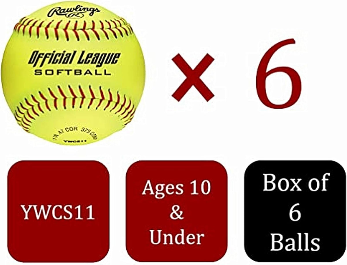Rawlings Official League Softballs - 11" Size | 6 Count for Recreational Play