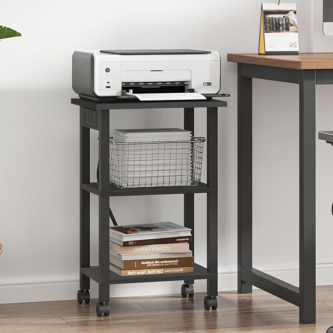 TUTOTAK 3 Tier Printer Stand, Rolling Printer Cart