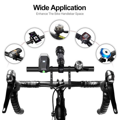 Bike Bicycle Double Handlebar Extender Extension,11.8"(30 cm) Aluminum alloy Super Long Bracket Accessories,For Bike Mounts,GPS Units, Headlights,Light Lamp,Phone Mount,For 20mm-32mm caliber
