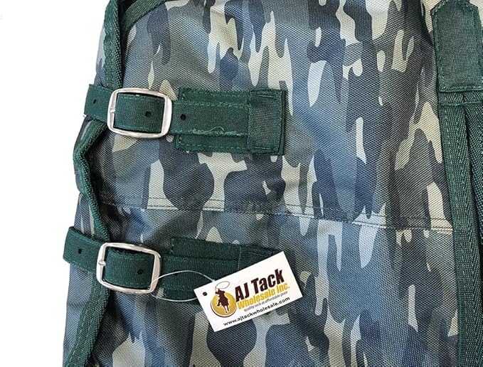 AJ Tack 1200D Waterproof Winter Pony Blanket - 300g Heavyweight Turnout with Fleece Collar, Shoulder Gussets & Tail Flap - Camouflage 58"