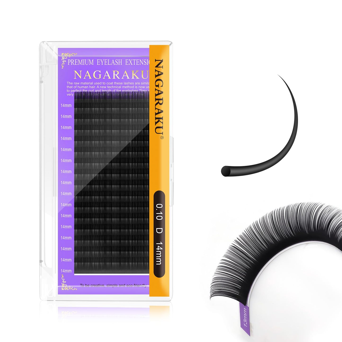 Nagaraku Eyelash Extensions 0.10 Mm D Curl 14Mm Premium Individual Classic Lashes Soft Natural Matte Black 16 Rows Professional