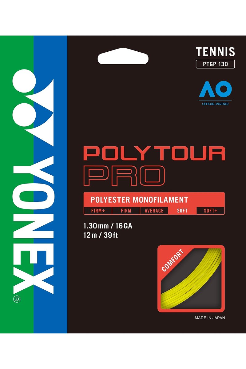 Yonex Unisex's Poly Tour Pro String Set-Yellow, 1.3 mm