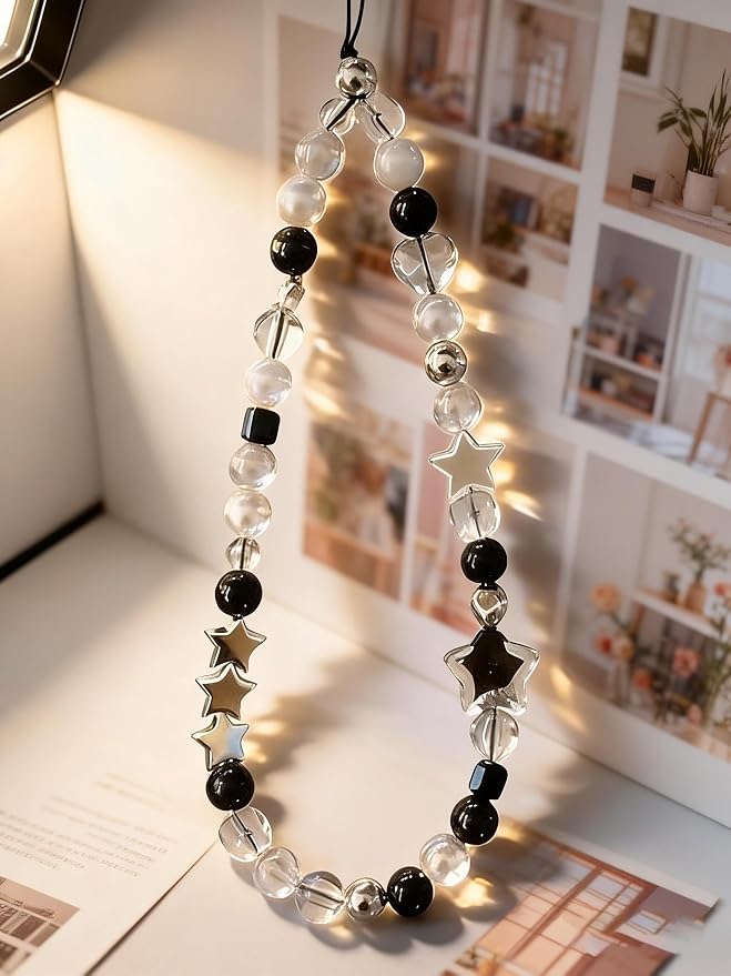 2 Pcs Phone Charm Strap Hand for iPhone Wrist Strap Camera Lanyard Pearl Beaded
