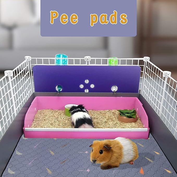 2Pcs Guinea Pig Cage Liners,Guinea Pig Fleece Cage Liners28''X70'' Super Absorbent Washable Pee Pads Reusable for Rabbit Hamster Chinchilla