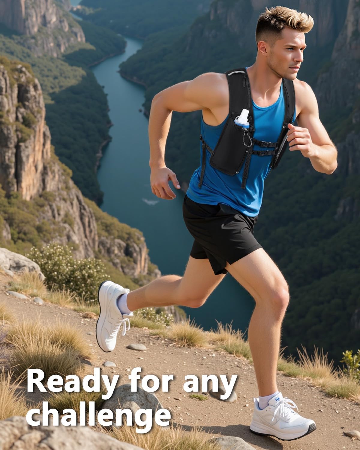 Skiennix Running Hydration Vest - Lightweight Breathable Pack with 500ml Flask | Adjustable Reflective Straps for Trail Running & Cycling