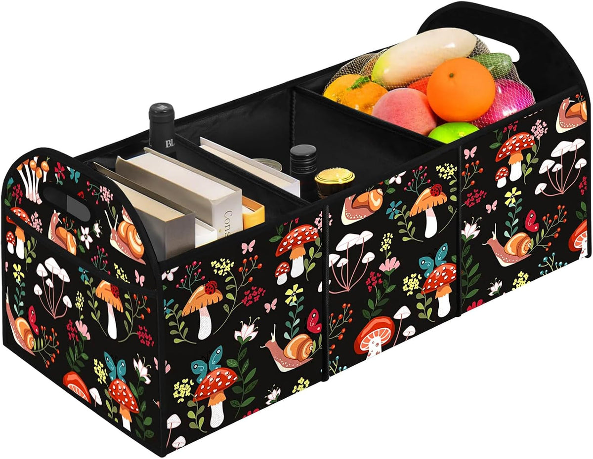 Flower Car Trunk Organizer Storage Box Collapsible Non-Slip Automotive Organizer Vehicle Organization