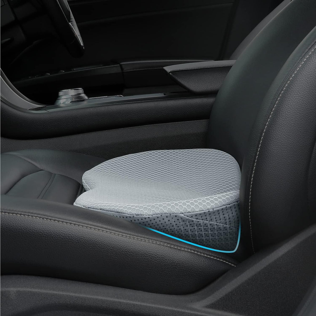 Car Seat Cushion, Memory Foam Seat Pad for Sciatica and Lower Back Pain Relief, Seat Cushion for Car Seat Driver (Black)