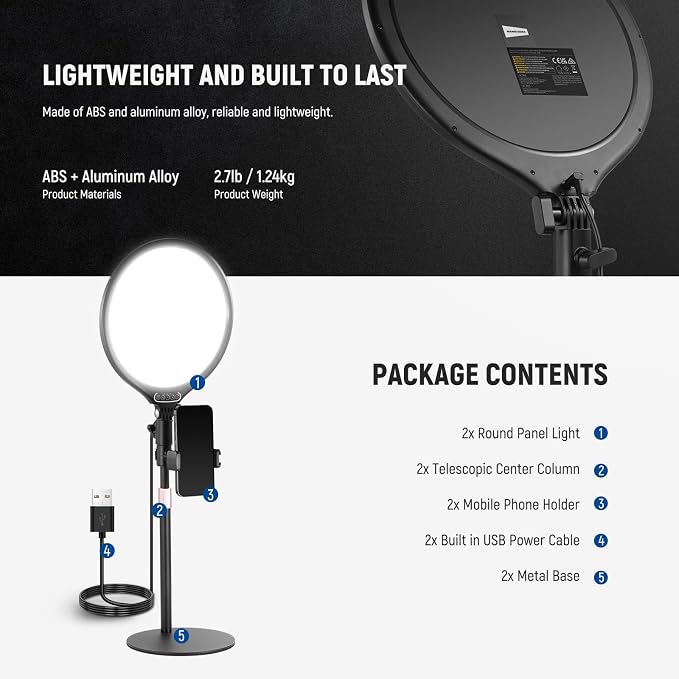 NEEWER Basics 2 Pack 10.5" Desktop LED Ring Light