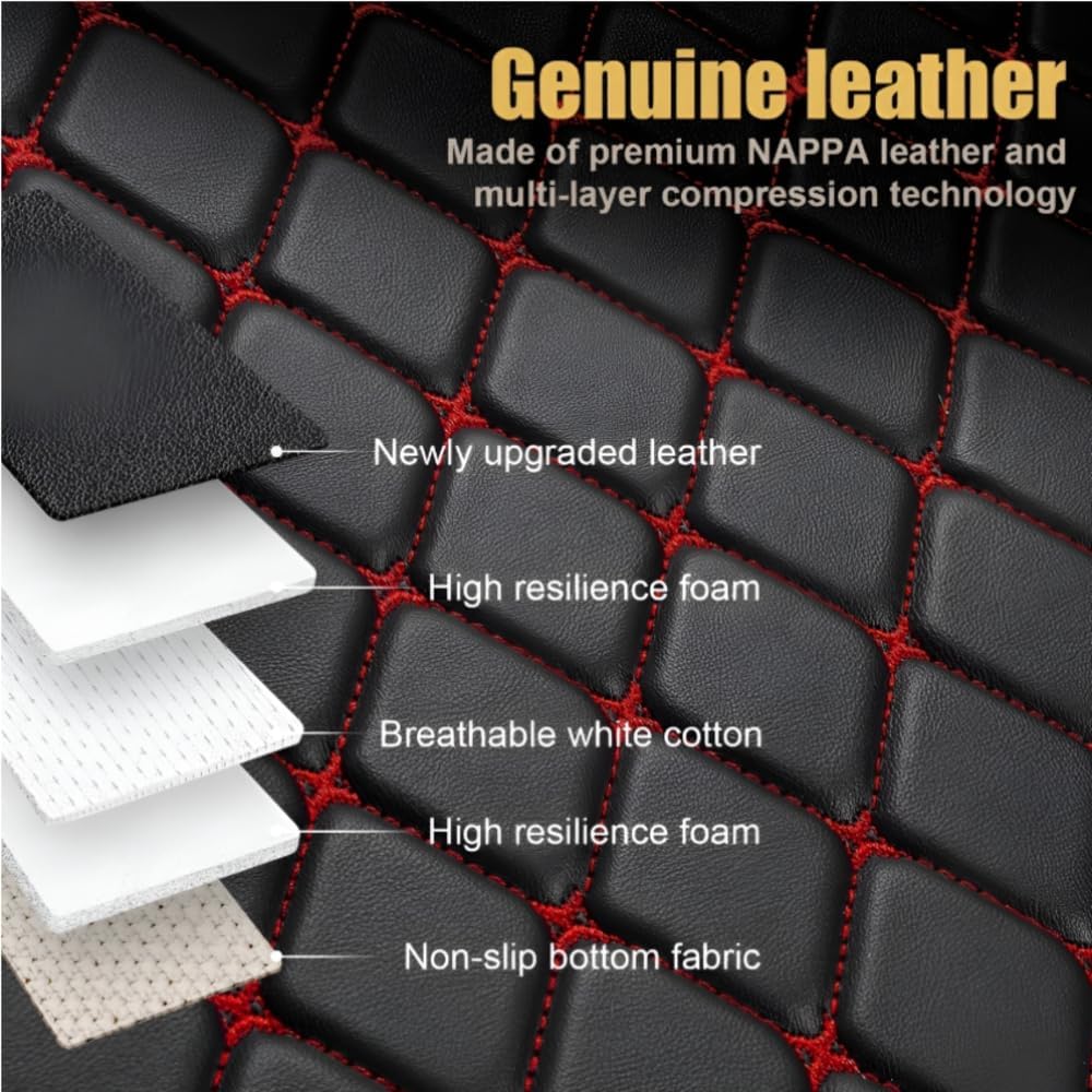 Add Personal Touch to Your Vehicle with IMEISH Customizable Logo Text Car Mats for 99% of vehiclesPads Protection Non-Slip Leather Floor Liners (Red and Black Stripes)