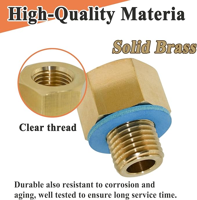 2 Pcs ADP-106 Adapter with Gasket for F106 Series Quick Oil Drain Valve, M14-1.5, Brass