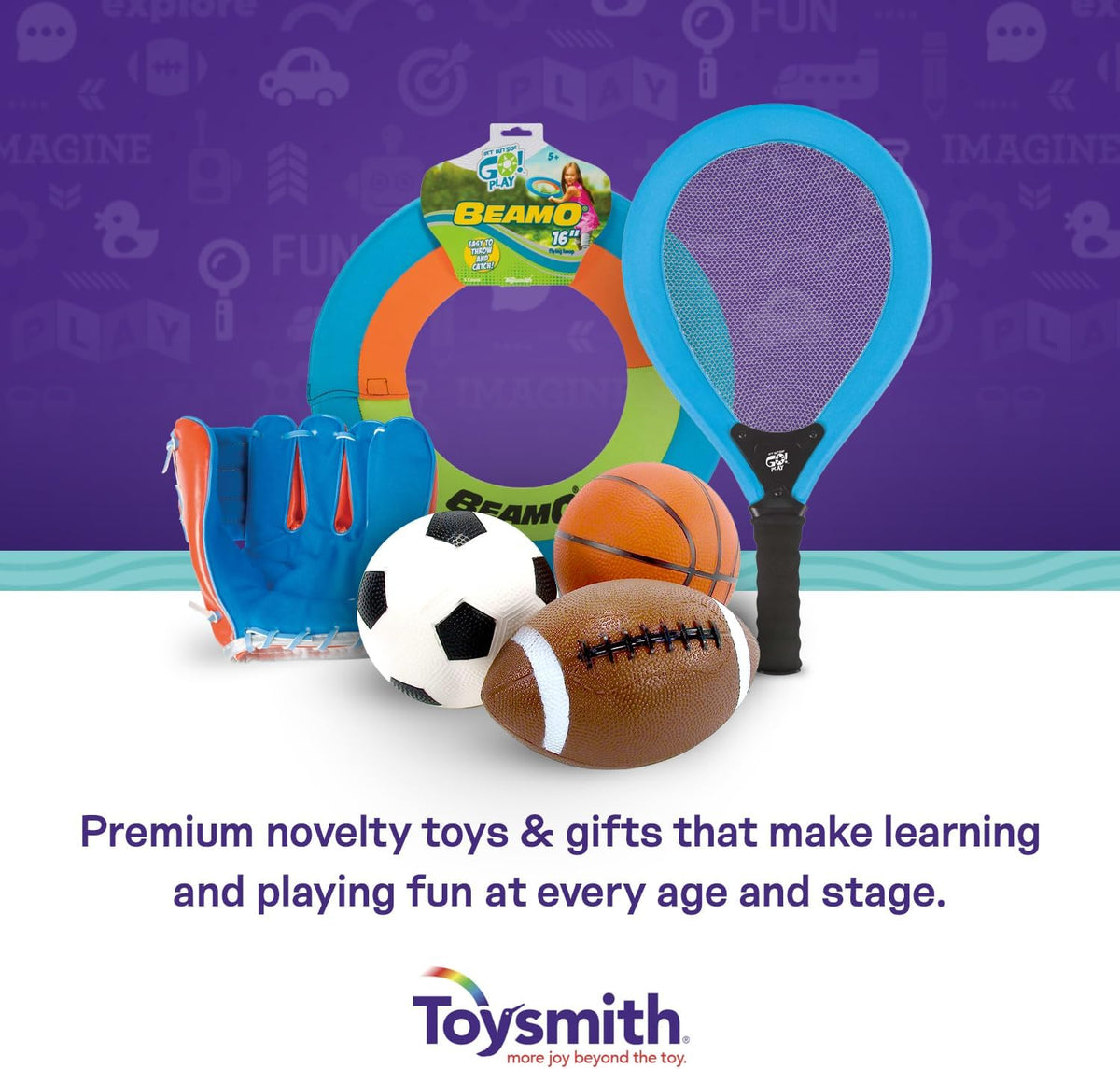 Toysmith Pro-Ball Set | 3-Pack Toddler Sports Balls for Ages 3+ – 5" Soccer, 6.5" Football & 5" Basketball – Perfect for Indoor & Outdoor Play