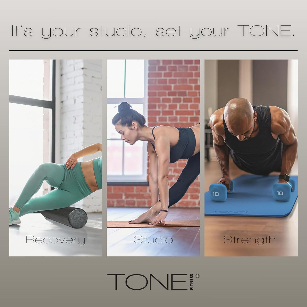 Tone Fitness Neoprene Dumbbell Set - Non-Slip, Anti-Roll Hand Weights for Home Gym | 20 lb to 100 lb Options
