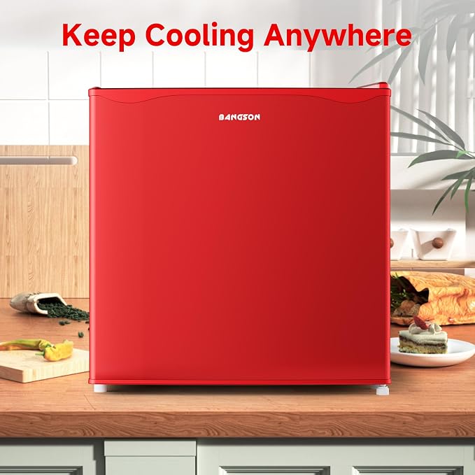 1.7 Cu.Ft Mini Fridge with Freezer for Dorm Office, Red | Compact Refrigerator Office, Energy Saving Small Fridge Reversible Single Door, Low Noise for Bedroom Small Apartment