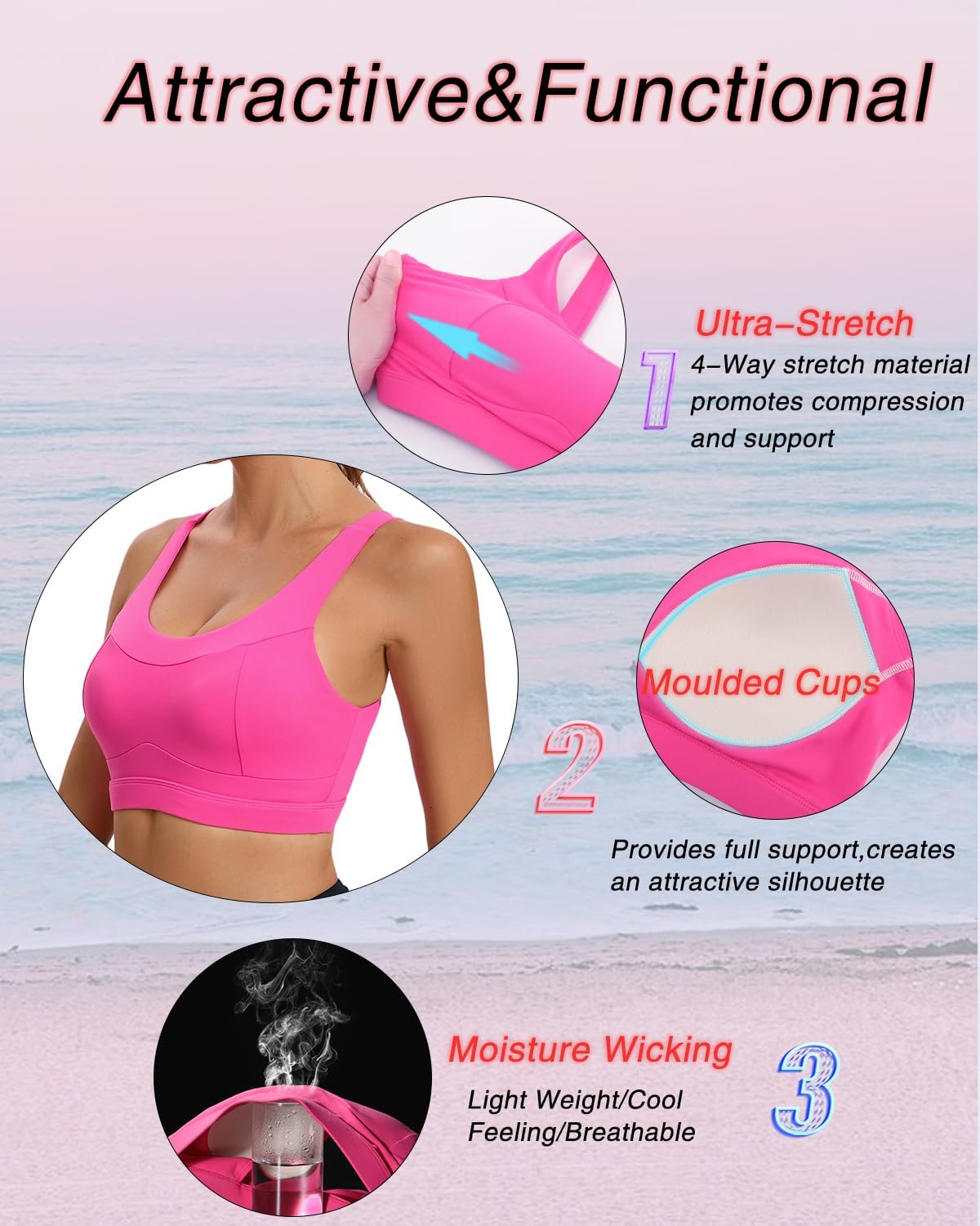 RUNNING GIRL High Impact Sports Bra - Racerback Workout Crop Top for Ultimate Support | Longline Design