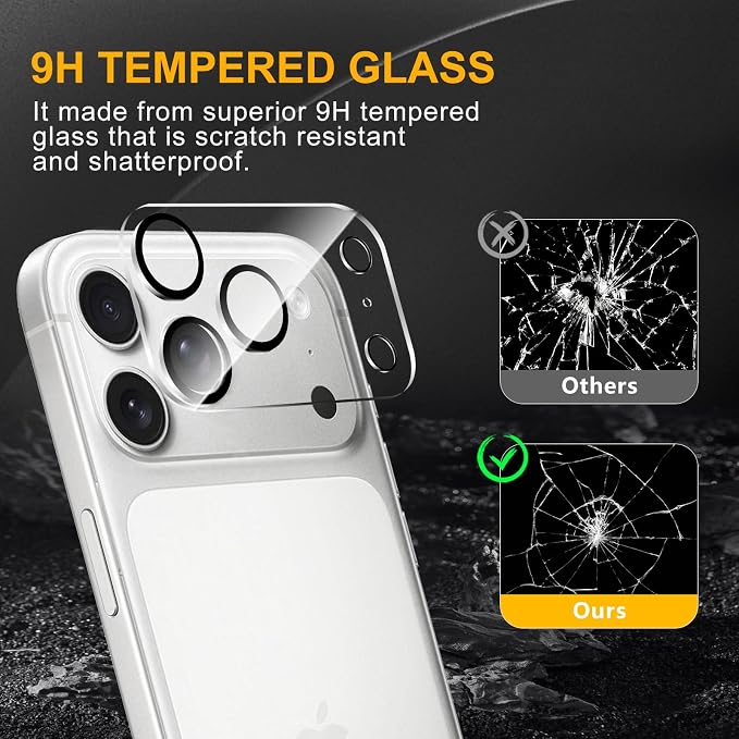 3 Pack Camera Lens Protector for iPhone 17 Pro Max, Tempered Glass,