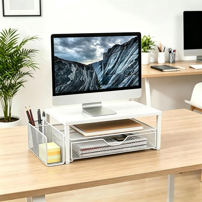 Spacrea Desk Organizer and Accessories, Computer Monitor Stand Riser