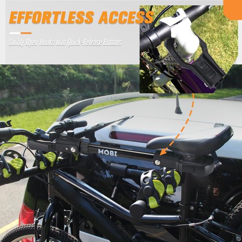 MOBI OUTDOOR Bike Bar Adapter for Bike Rack, Bike Cross Bar for Bike and Ebike- 70 LBS Wight Capacity, Adjustable Iron Steel Adaptor with Rubber Hooks