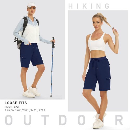 MoFiz Women's Hiking Cargo Shorts - Lightweight Quick-Dry Design with 6 Pockets | Perfect for Summer Travel