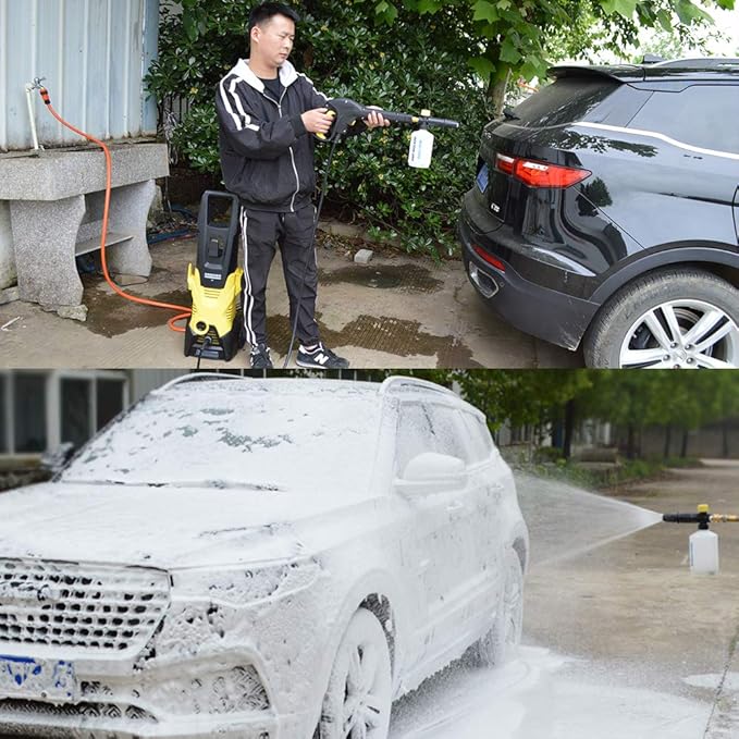 BEARFORCE Electric Pressure Washer DIY Foam Cannon with Connector, Power Washer Adjustable Snow Foam Lance 0.6L Bottle, Compatible with Sun Joe & Some of AR Blue Clean…