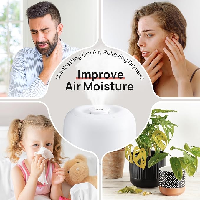 Clarston 2L Cool Mist Humidifier for Bedroom with 360° Adjustable Nozzle, High and Low Mist Levels, Ultra-Low Noise, Light-Off, No BPA, Auto Shut Off, Ideal Baby Humidifier with Easy Top Filling