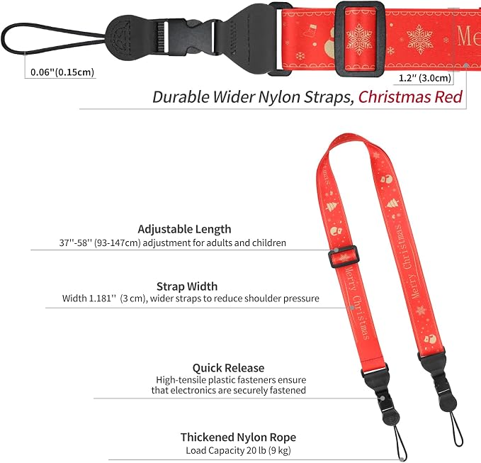 FIEIL 5Pcs Christmas iPad Strap, Adjustable Camera Neck Strap, Comfortable