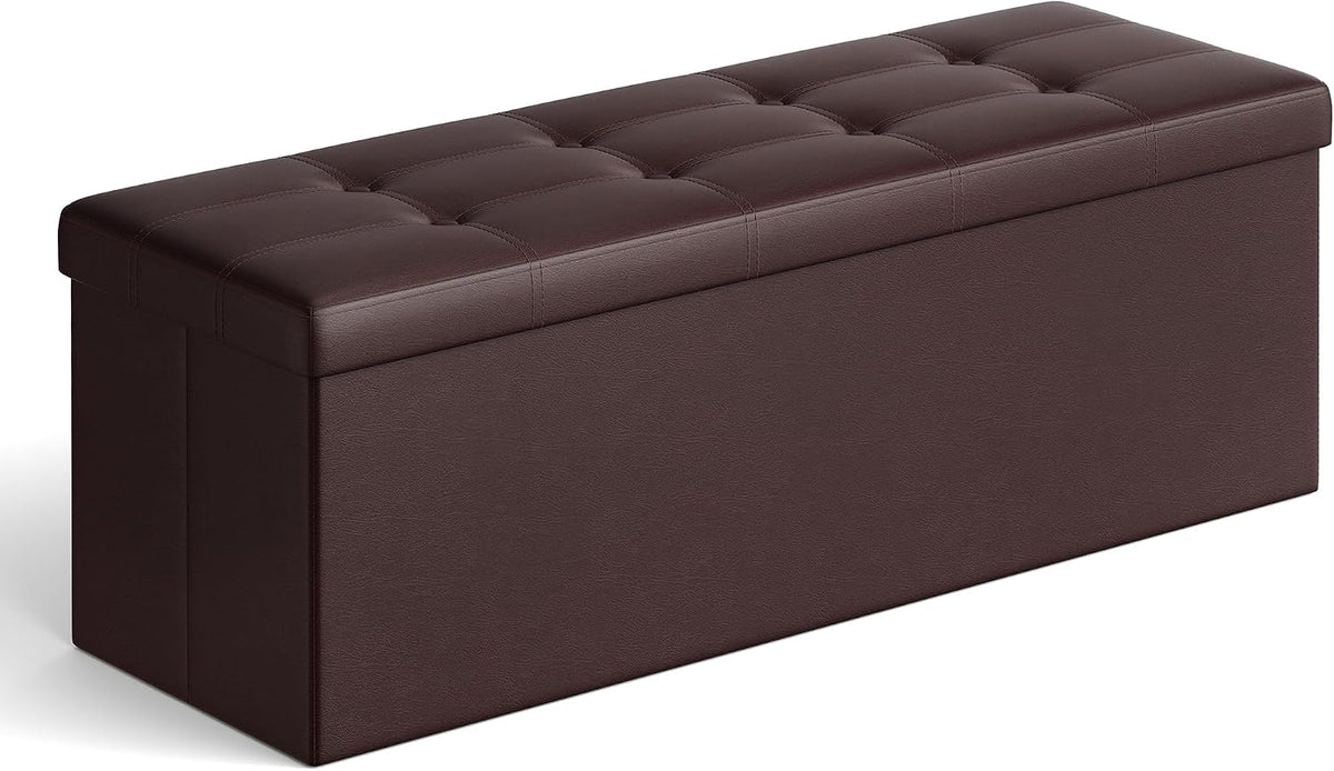 SONGMICS 30 Inches Folding Storage Ottoman Bench with Flipping Lid