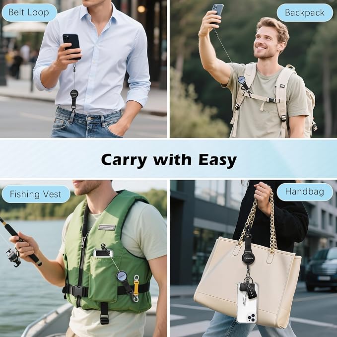 MoKo Anti-theft Phone Tether, Phone Lanyard & Keychain Retractable Steel Line