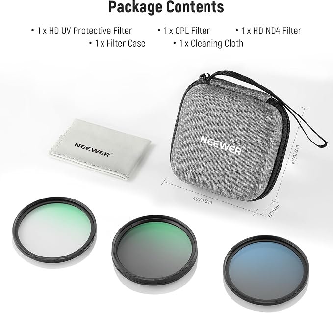 NEEWER 82mm UV/CPL/ND Lens Filter Kit