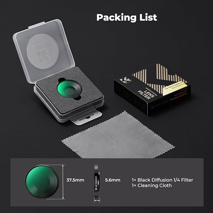 K&F CONCEPT Screw On Black Diffusion 1/4 Filter Compatible