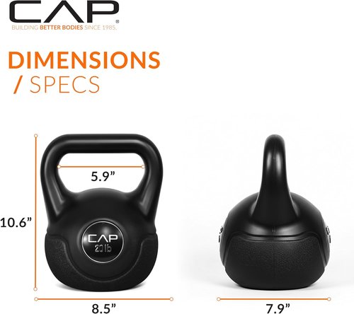 CAP Barbell 45 LB Cement Kettlebell Set - Vinyl-Coated 10 lb, 15 lb & 20 lb for Strength Training & Home Workouts