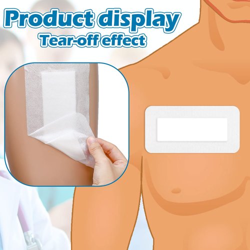 Nuanchu 50 Pieces Island Dressing Bordered Gauze Wound Care Bandage with Adhesive Border Wound Bandage Pads Waterproof Breathable Individually Wrapped Bandages Non-Stick Central Pad(4 x 8 Inch)