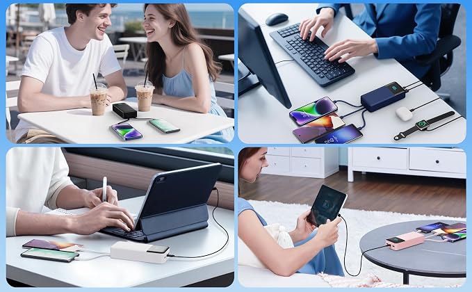 Portable Charger 50800mAh Power Bank with 3 Built in Cables,25W PD QC4.0 Fast Charging USB C Battery Pack,6 Outputs 2 Inputs Travel Essentials Portable Phone Charger for iPhone 17/16/15,Google,Android