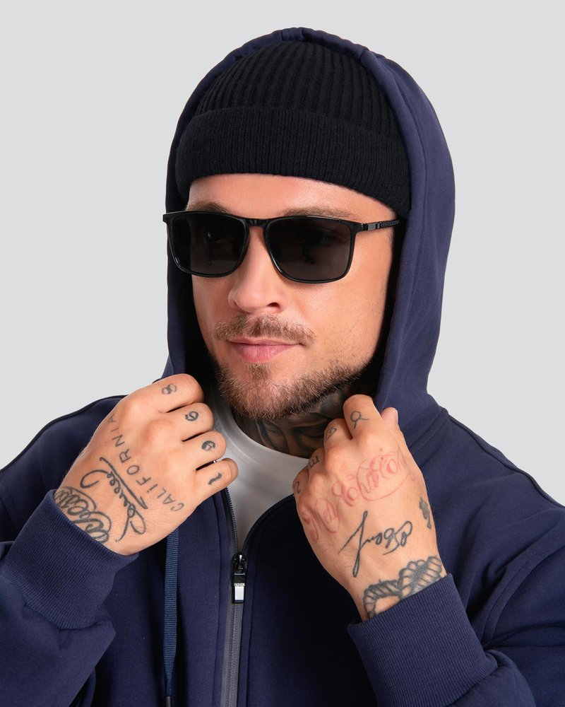 ROYBENS Swag Wool Short Fisherman Beanie for Men Women, Fleece Lined Warm Winter Hat, Knit Cuff Trawler Beanies Watch Skull Cap Black