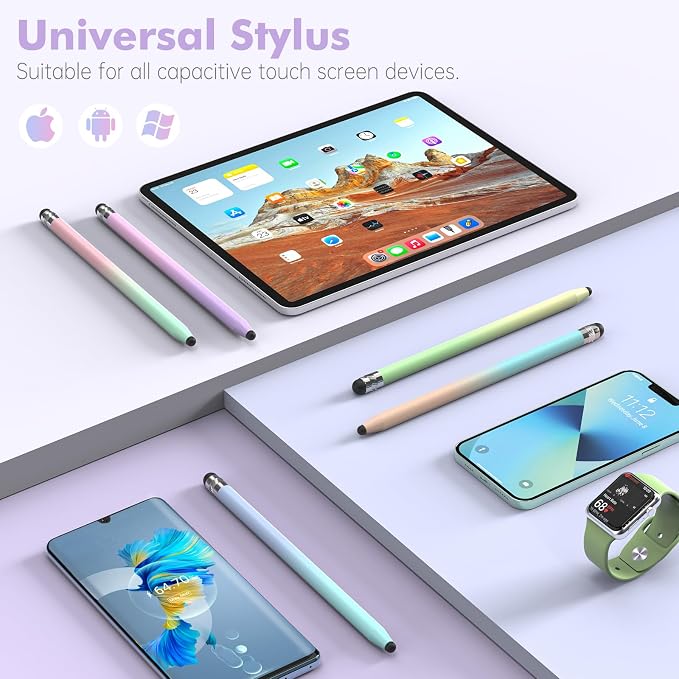 5Pcs Stylus Pens, 2 in 1 Stylus Pen
