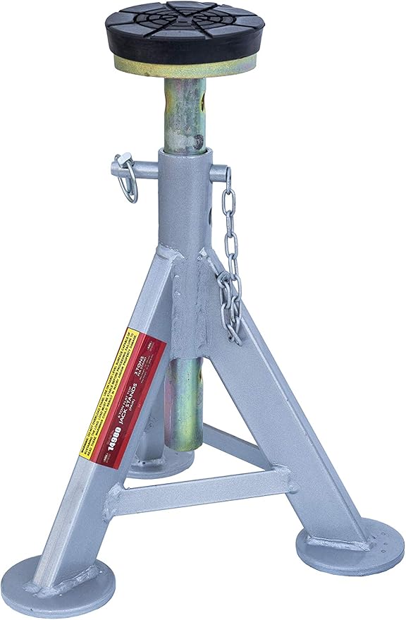 AME INTL 14980 Flat Top Jack Stand with Rubber Cushion (3 Ton 1 Pair),Silver