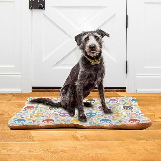 Pet Bed Skull Colorful Cartoon Dog Bed Mat Absorbing Non Slip Pad Pet Sleeping Mat for Small, Medium, and Large Dogs Puppy Cat 36 in x 24 in