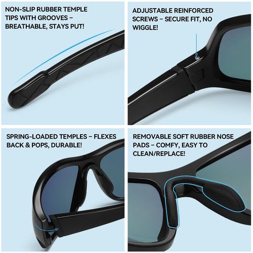 Dollger Polarized Sports Sunglasses for Men Women - Ultra Lightweight Wrap-Around, UV400 for Running, Cycling, Driving, Fishing(Red)