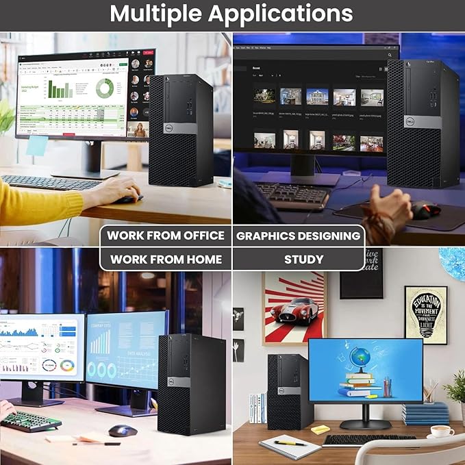 Dell Tower Desktop PC – Intel Core i5-6500 6th Gen Processor – 16GB DDR4 RAM – 256GB SSD – Keyboard & Mouse – Wi-Fi – Office, Home, Business Desktop Computer Windows 11 Pro (Renewed)