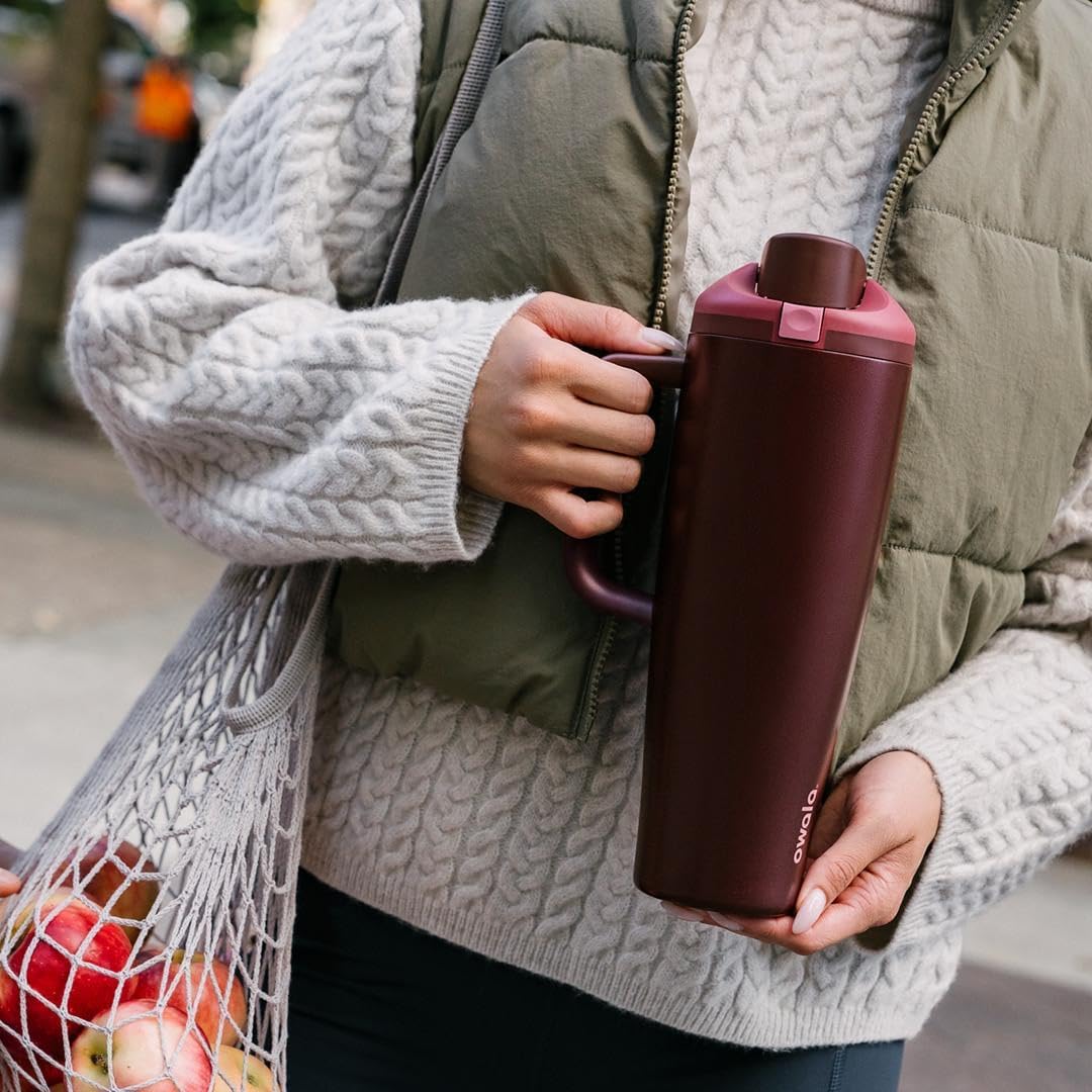 Owala FreeSip Tumbler - Insulated Stainless Steel Water Bottle with Built-In Straw | 40oz, Black Cherry, BPA Free, Leak Proof