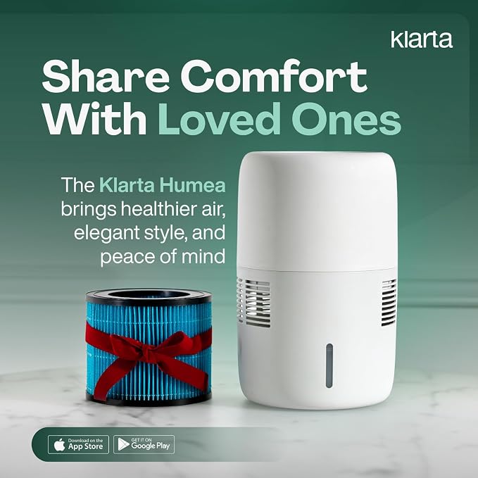 Smart Evaporative Humidifier with App Control & 3L Tank – Mist-Free, No White Dust – Quiet Operation for Better Sleep – Klarta Humea Beige