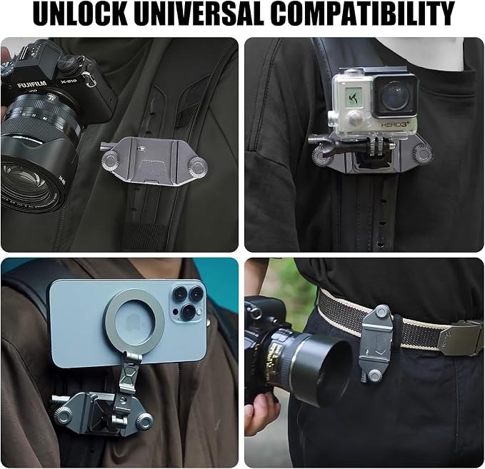 Camera Clip Backpack Clip with Quick Release Plate, Aluminum Backpack Strap