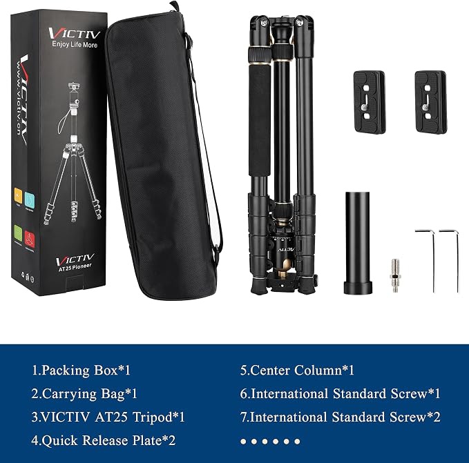 77" Aluminum Camera Tripods & Monopods, Victiv Compact Travel Tripod