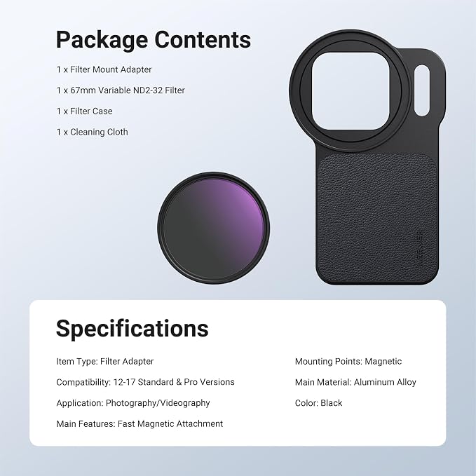 NEEWER 6.3" Magnetic Phone Lens Filter Mount Adapter Backplate Accessories