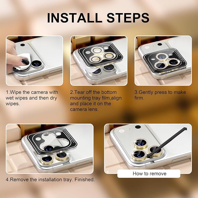 Misea Compatible for iPhone 17 Pro/iPhone 17 Pro Max Camera Lens Protector Bling