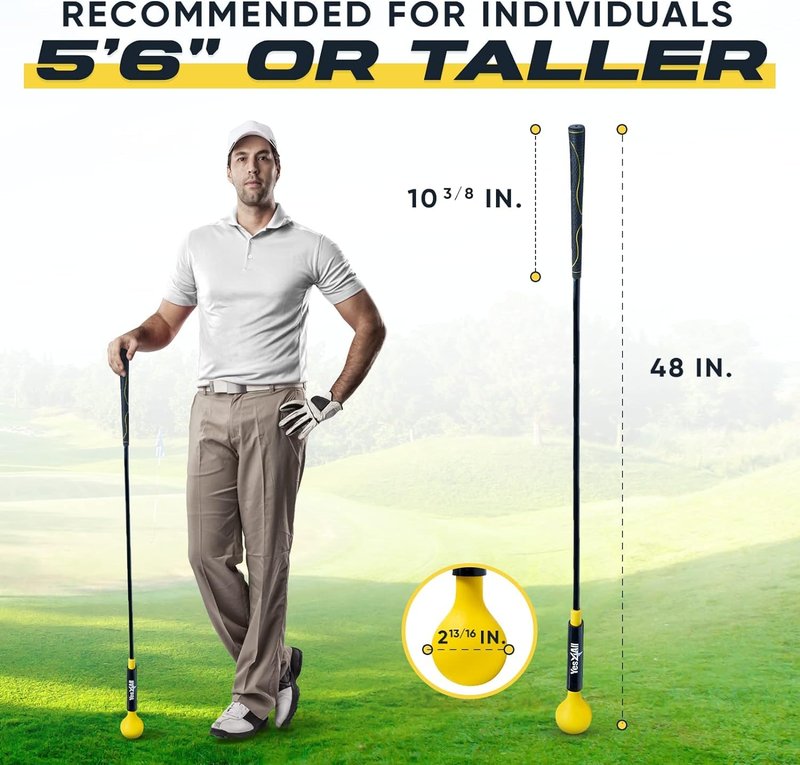 Yes4All 48 Inches Golf Swing Trainer, Golf Warm-Up Alignment Stick for Tempo, Rhythm, Balance, and Strength Training for Chipping - Yellow