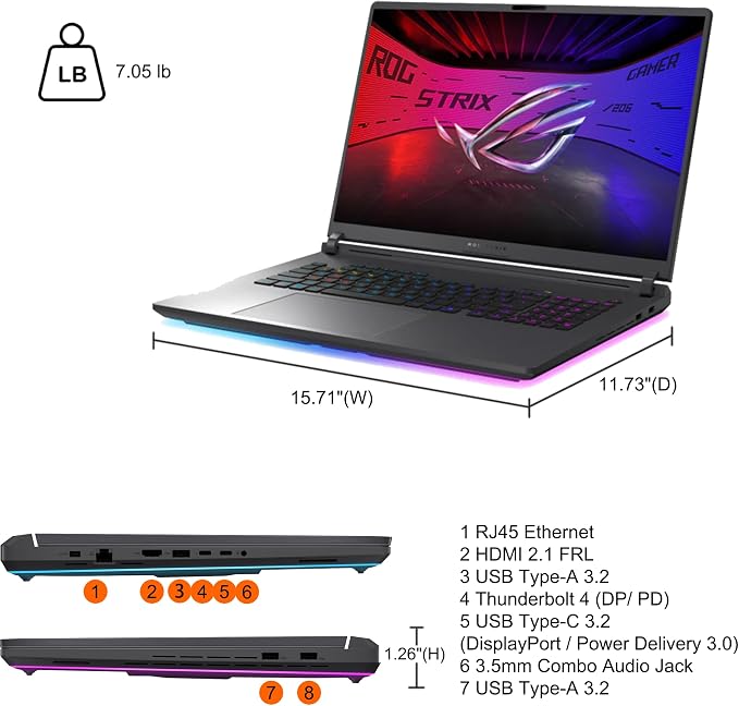 ASUS ROG Strix G18 G815 Gaming AI Laptop 18" 2.5k 240Hz 3ms 100% DCI-P3 Intel 24-core Ultra 9 275HX 64GB DDR5 4TB SSD GeForce RTX 5060 (Up to 572 NPU Tops) RGB Backlit Thunderbolt Win11Pro ICP Hub