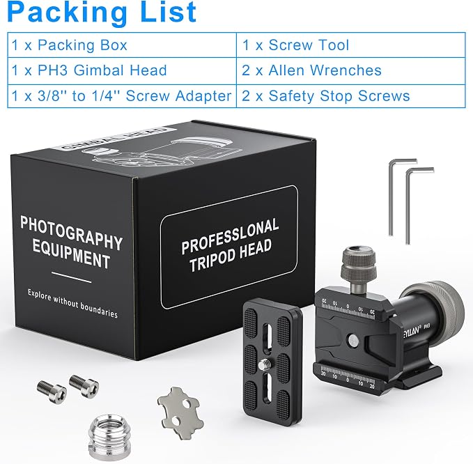 WEYLLAN PH3 MonoGimbal Head for Tripod Monopod, CNC All Metal Side Saddle